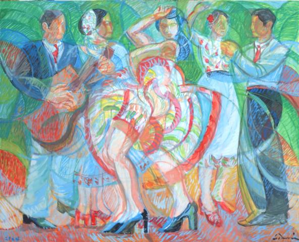 "Balletto Spagnolo" (Flamenco) 2004 - Tempera on Masonite - cm 132 x 106