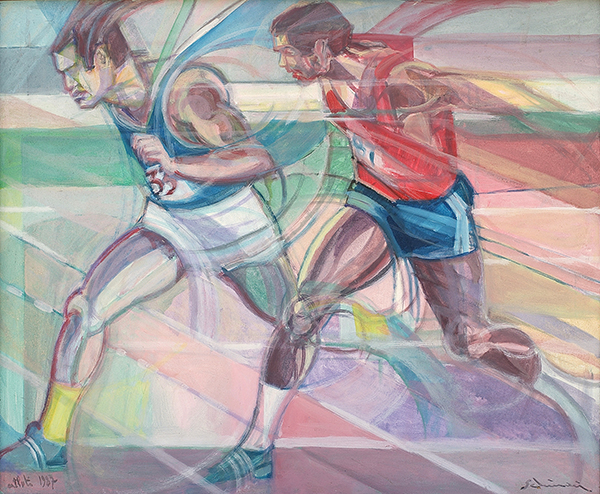 "Athletes" cm 70 x 85 1986_87 (Oil masonite)