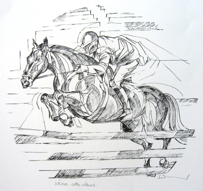 “Equitazione” – Litografia in Bianco e Nero
